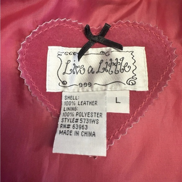 L Live a Little Women's Pink Blazer Jacket Size Large, 100% Leather, Long Sleeve - Picture 6 of 6